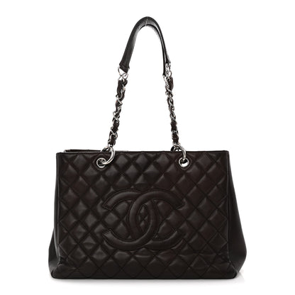 Chanel Caviar Quilted Grand Shopping Tote GST Dark Brown 1 of 13