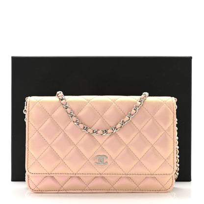 Chanel Iridescent Calfskin Quilted Wallet On Chain WOC Pink 12 of 12