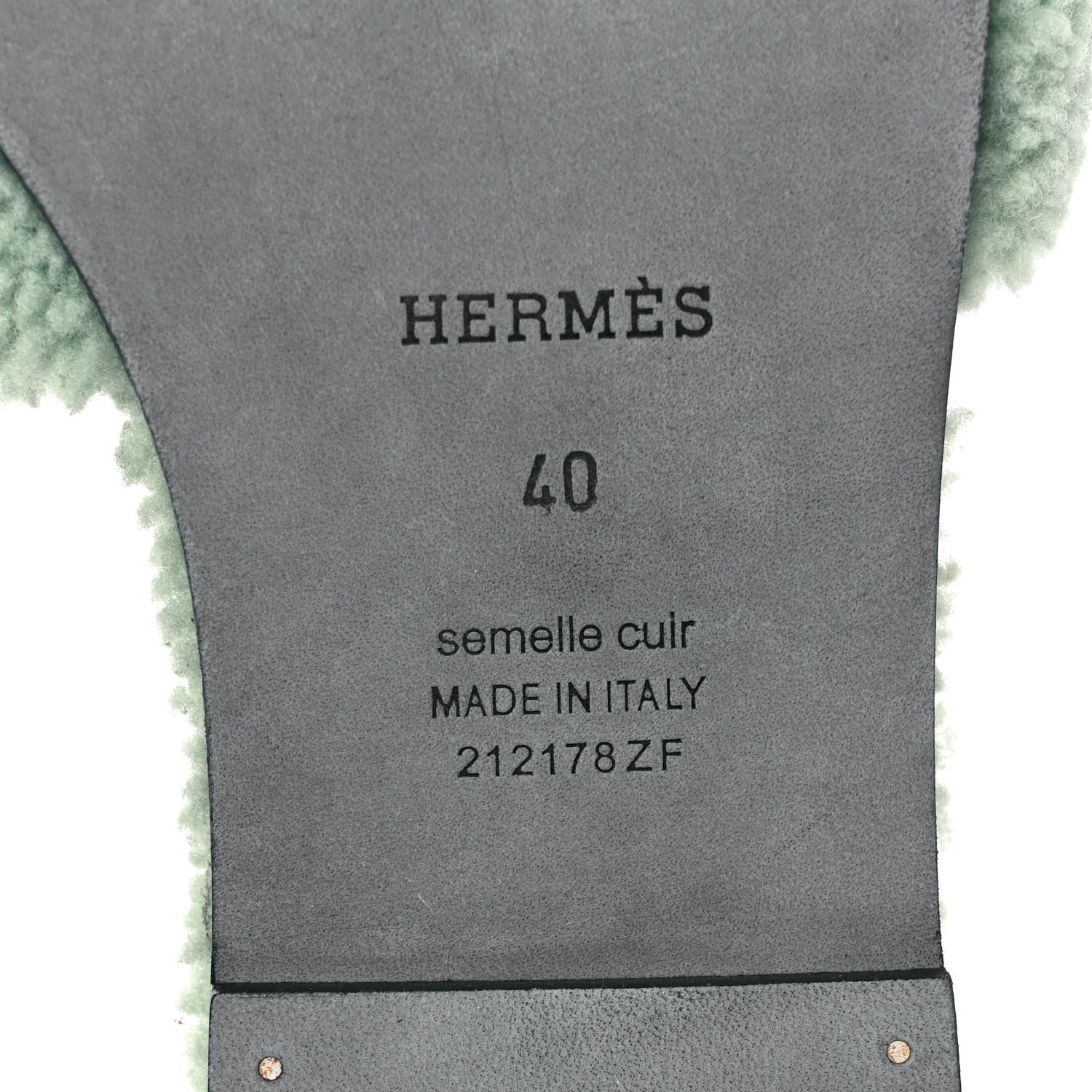 Hermes Woolskin Oran Sandals 40 Vert D'Eau 6 of 8