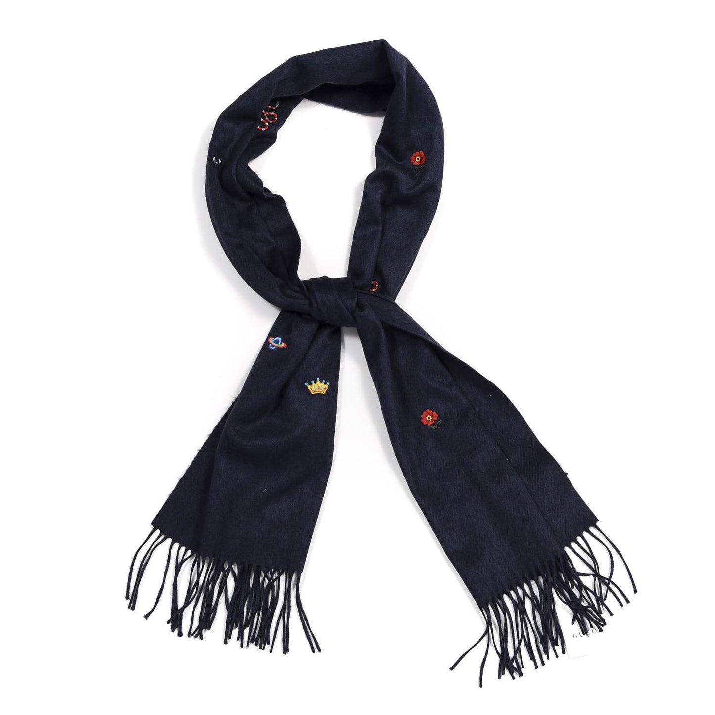 Silk Cashmere Soft Mixer Fringe Scarf Midnight Blue