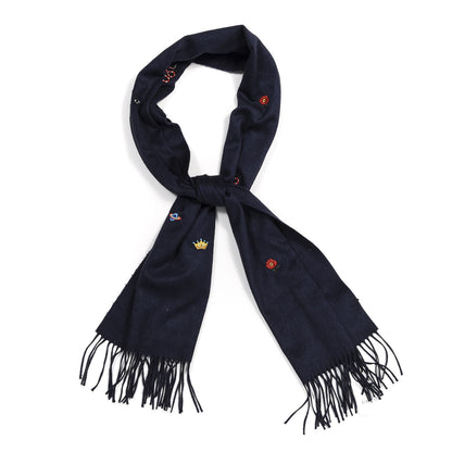 Gucci Silk Cashmere Soft Mixer Fringe Scarf Midnight Blue 1 of 5