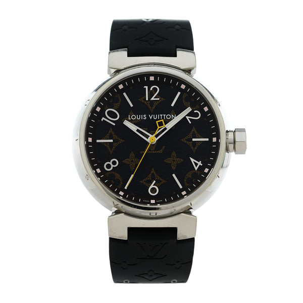 Louis Vuitton Stainless Steel Monogram 39mm Tambour Vernis Quartz
