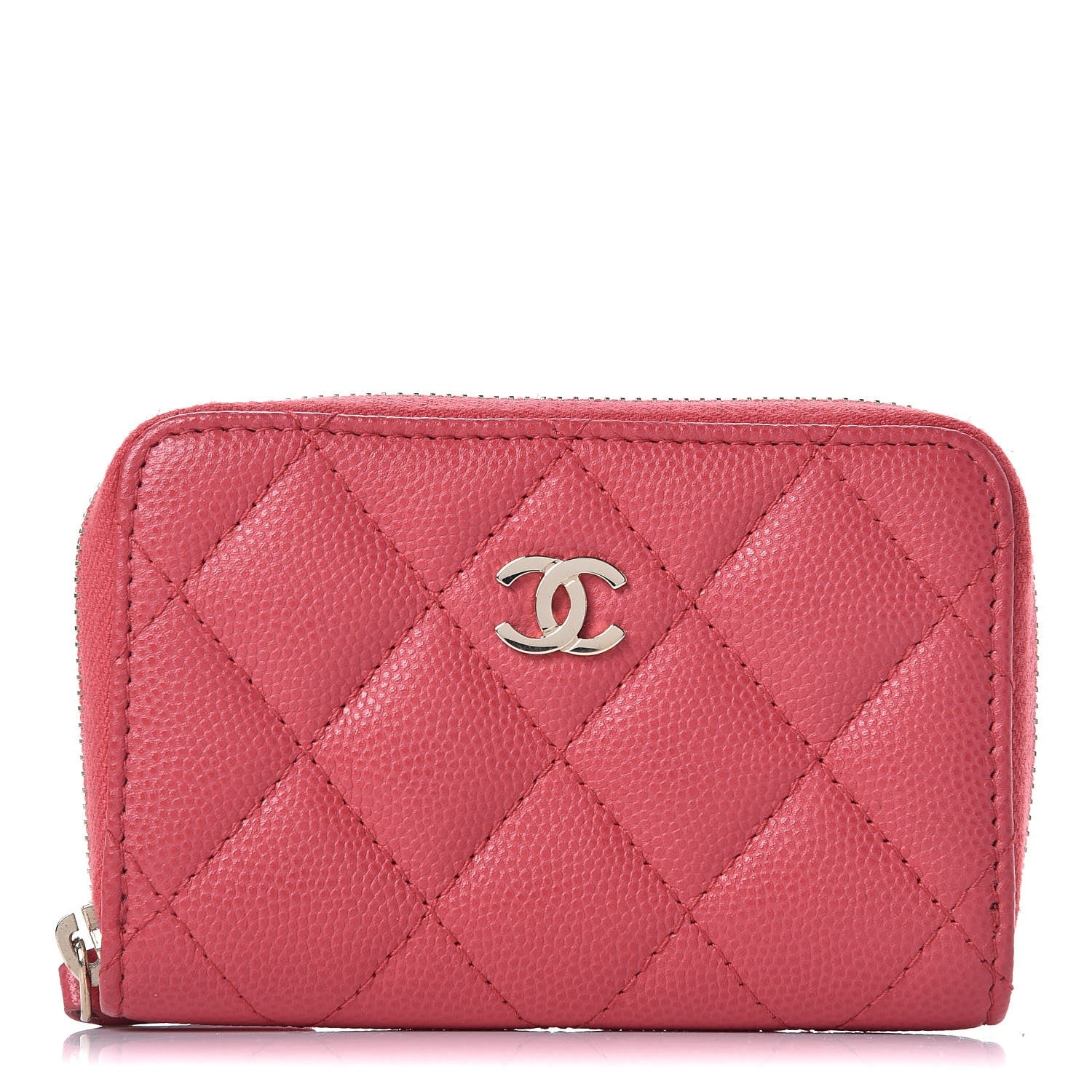 Chanel Caviar Quilted Zip Coin Purse Dark Pink 1 of 8
