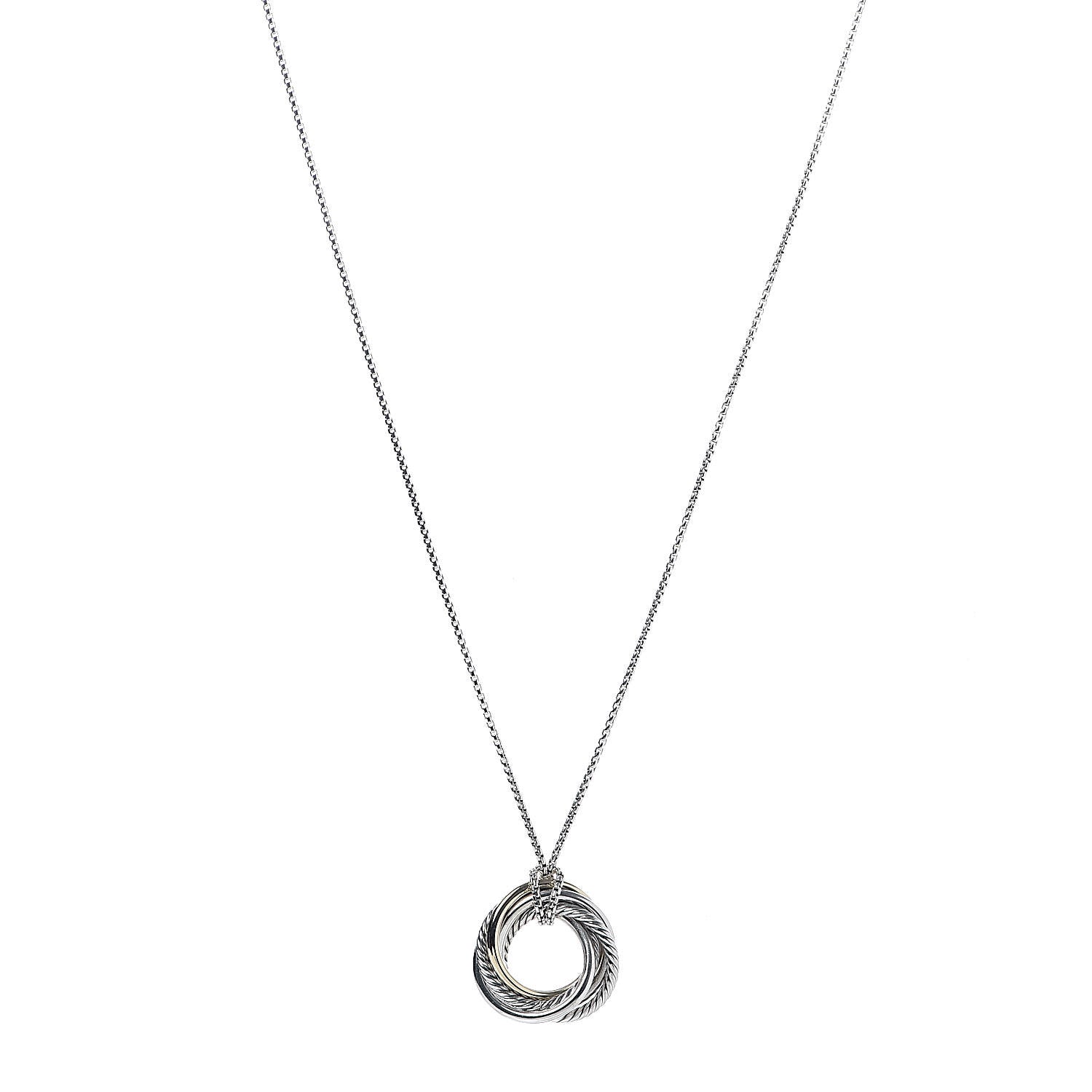 David Yurman Sterling Silver 14K Yellow Gold Crossover Pendant Necklace 1 of 5
