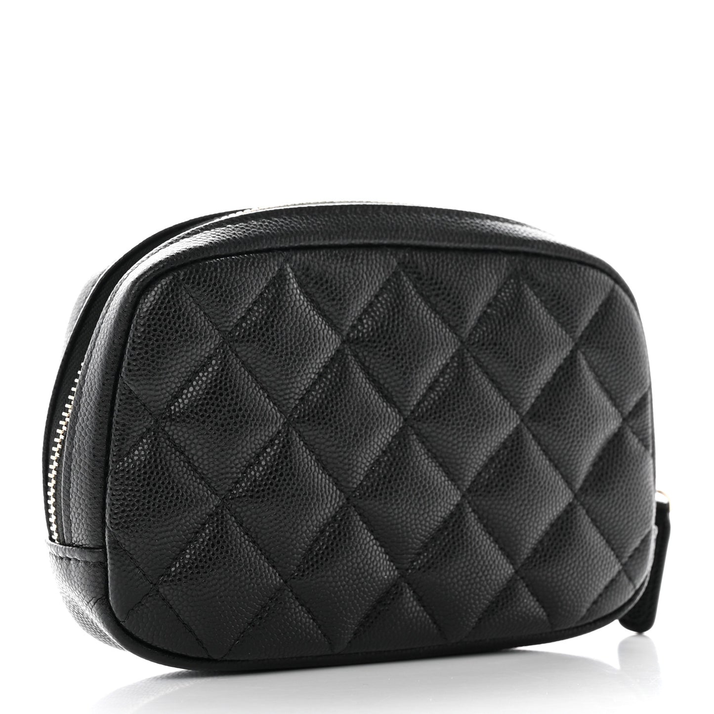 Caviar Quilted Curvy Pouch Cosmetic Case Black