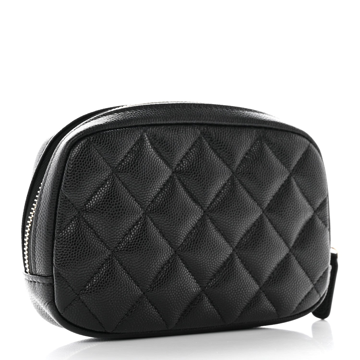 Chanel Caviar Quilted Curvy Pouch Cosmetic Case Black 3 of 8