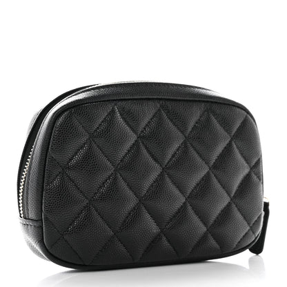 Chanel Caviar Quilted Curvy Pouch Cosmetic Case Black 3 of 8