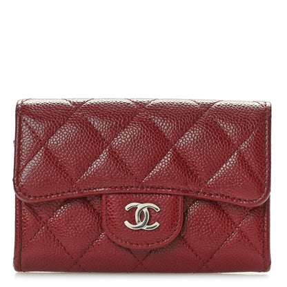 Chanel Caviar Quilted Flap Card Holder Wallet Burgundy 1 of 8