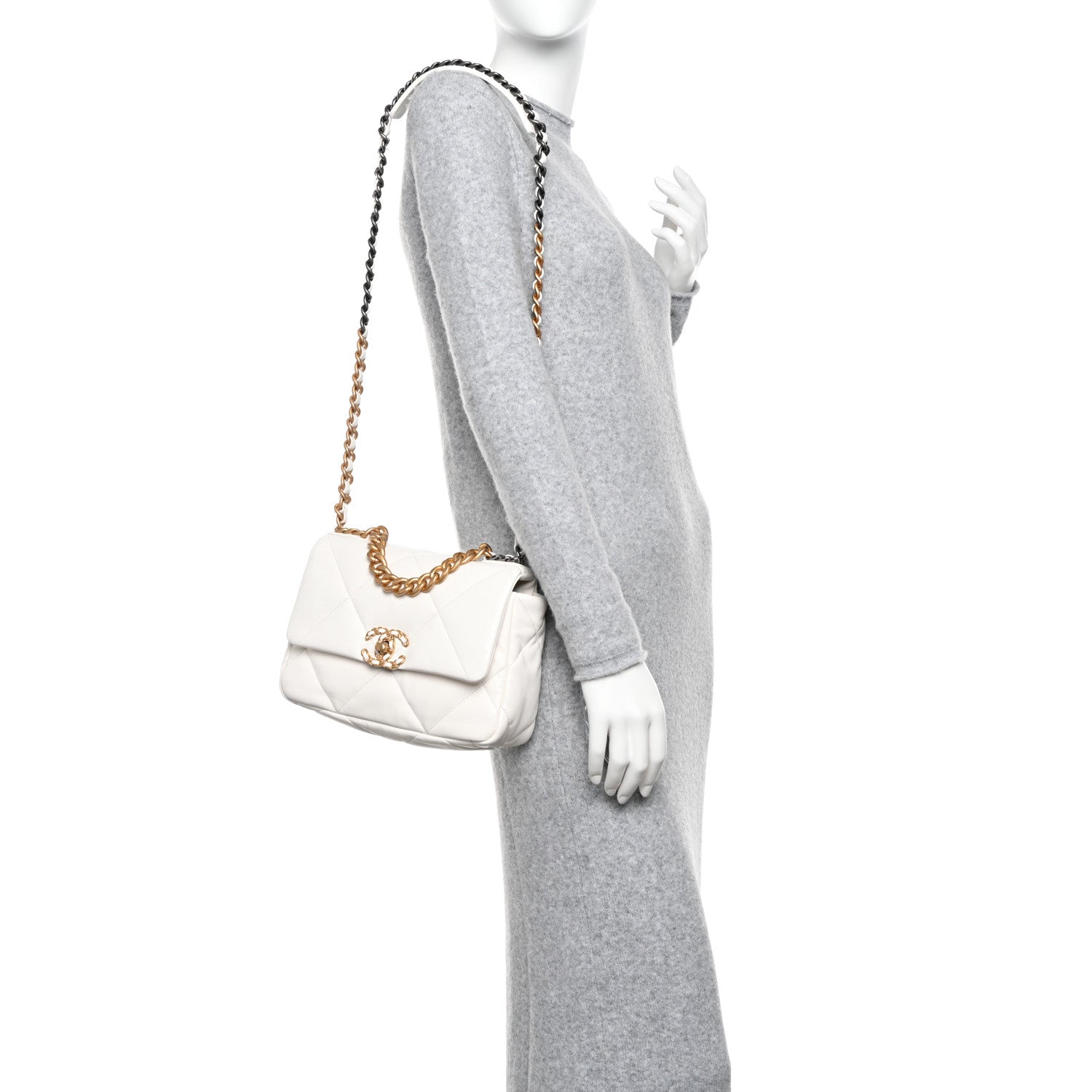 Chanel Lambskin Quilted Medium Chanel 19 Flap White 2 of 10