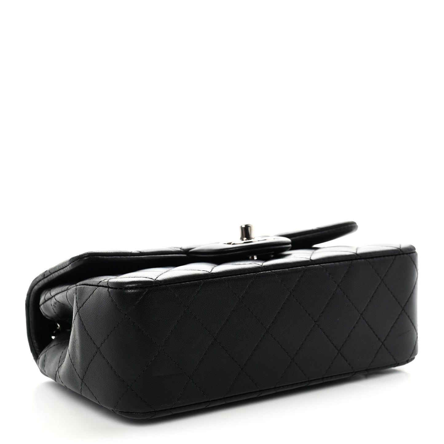 Lambskin Quilted Mini Rectangular Flap Black