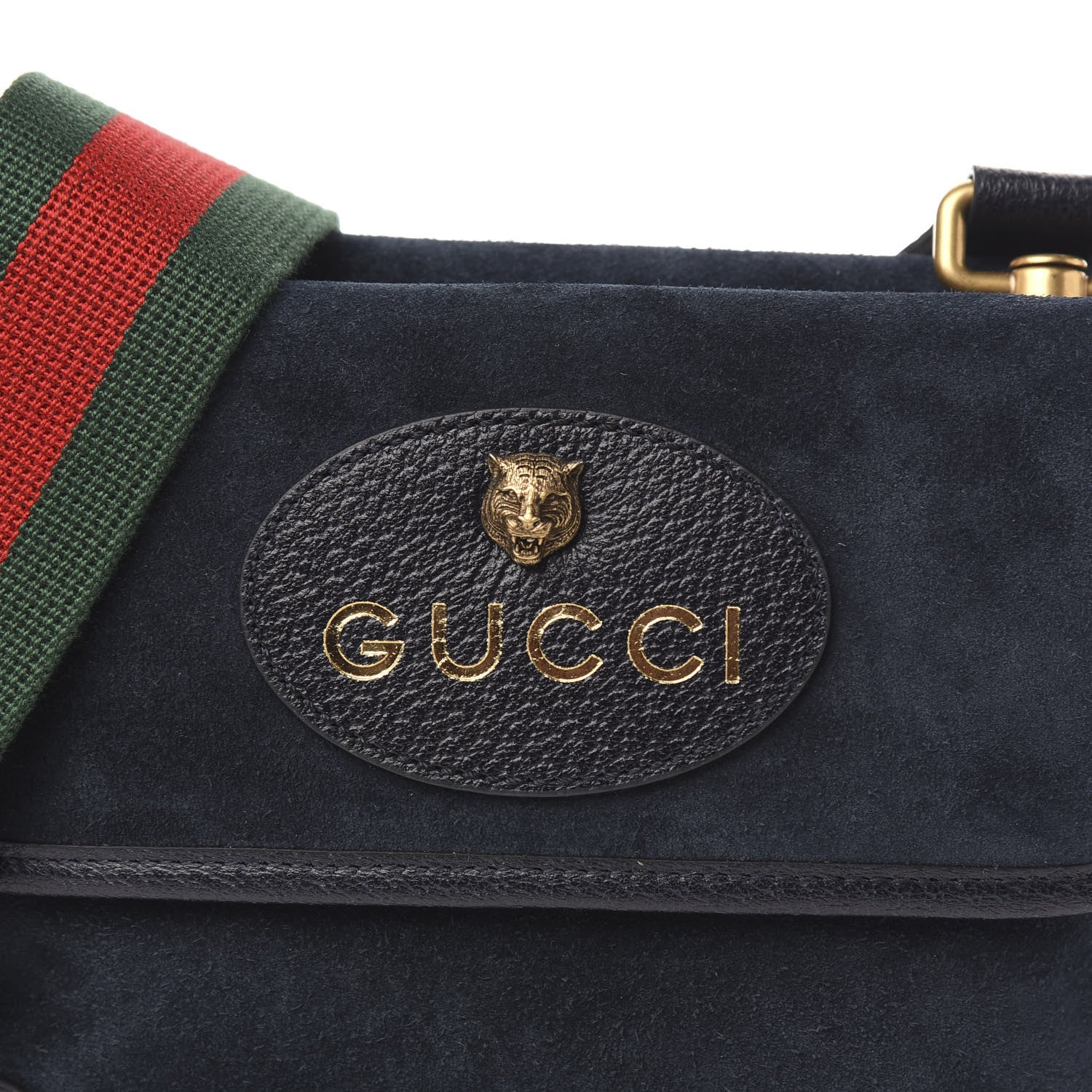 Gucci Suede Web Small Neo Vintage Double Flap Messenger Bag Blue 10 of 10