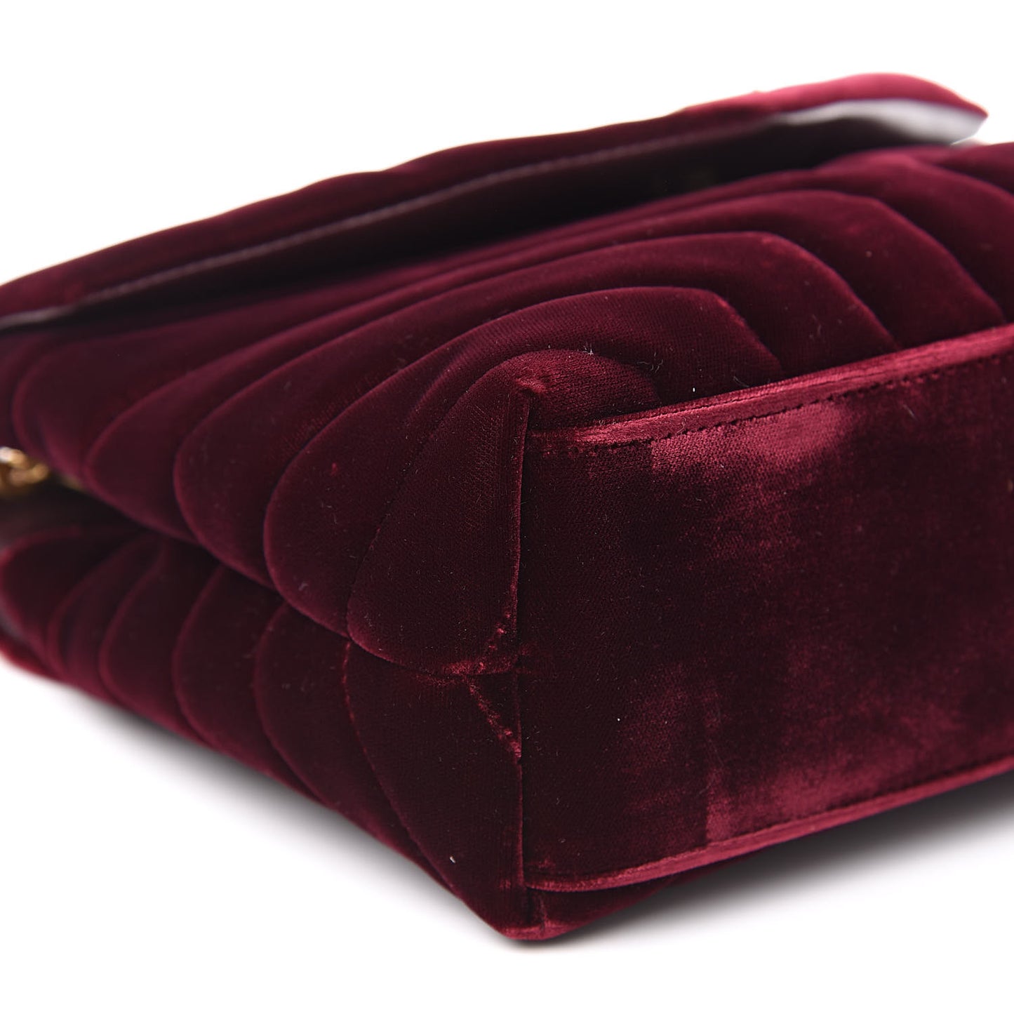 Velvet Y Quilted Monogram Small Loulou Chain Satchel Burgundy