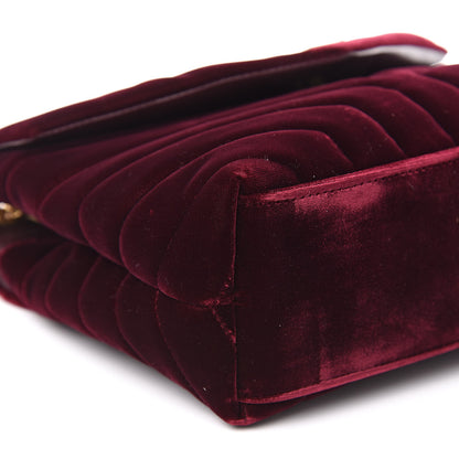 Saint Laurent Velvet Y Quilted Monogram Small Loulou Chain Satchel Burgundy 8 of 11