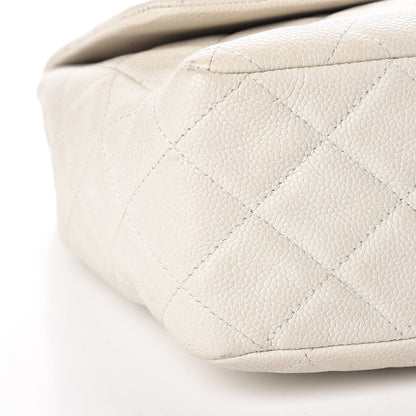 Chanel Caviar Quilted Jumbo Single Flap Bijoux Chain Ivory 15 of 17