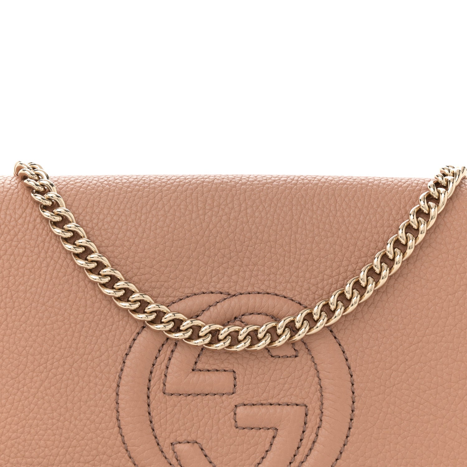 Gucci Pebbled Calfskin Medium Soho Flap Crossbody Camelia 8 of 10