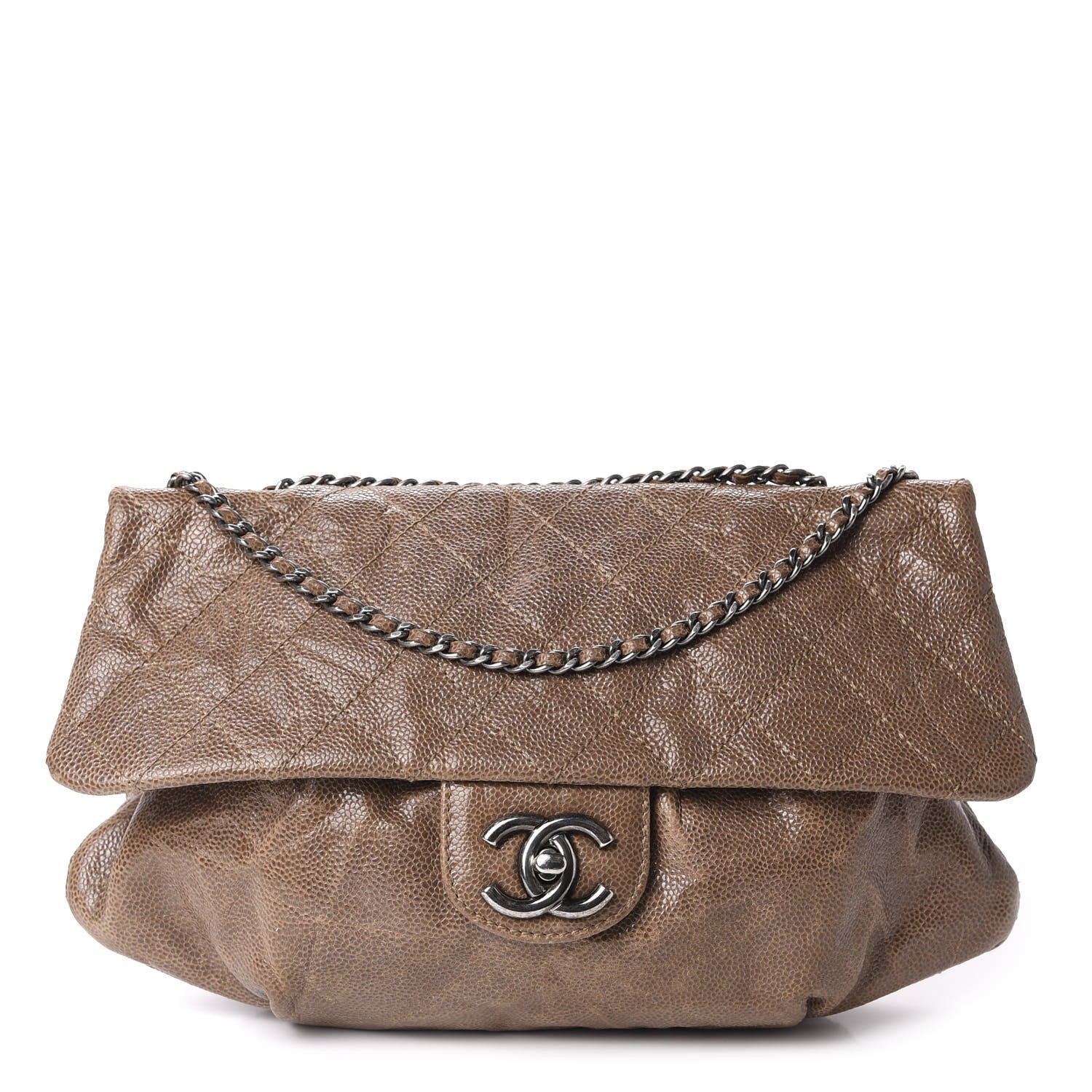 Chanel Caviar Quilted Medium Elastic Flap Brown 1 of 12