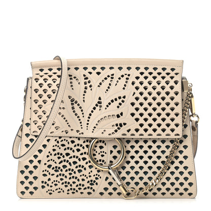 Chloe Calfskin Pineapple Perforated Medium Faye Shoulder Bag Abstract White 1 of 11
