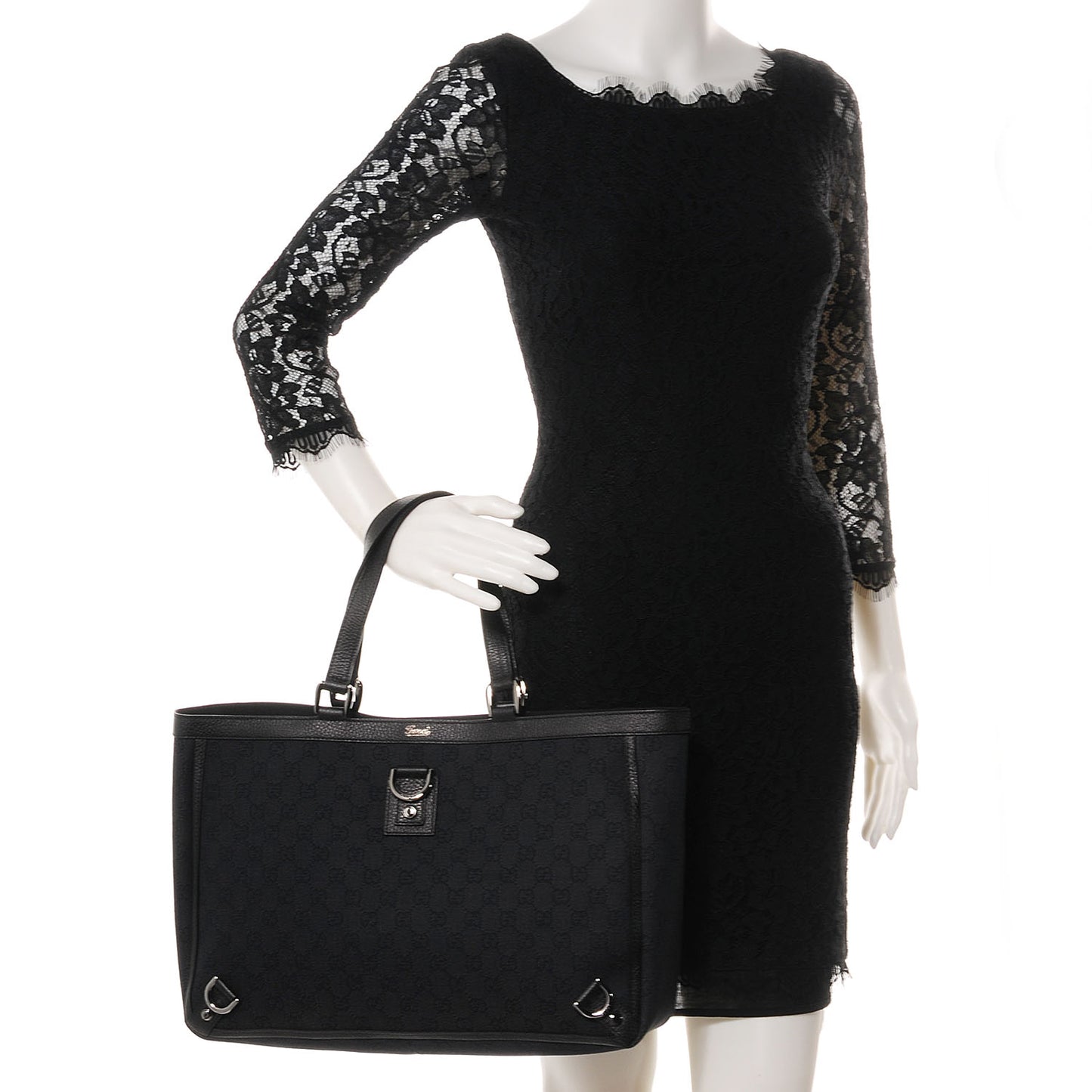 Denim Monogram Large Abbey Tote Black