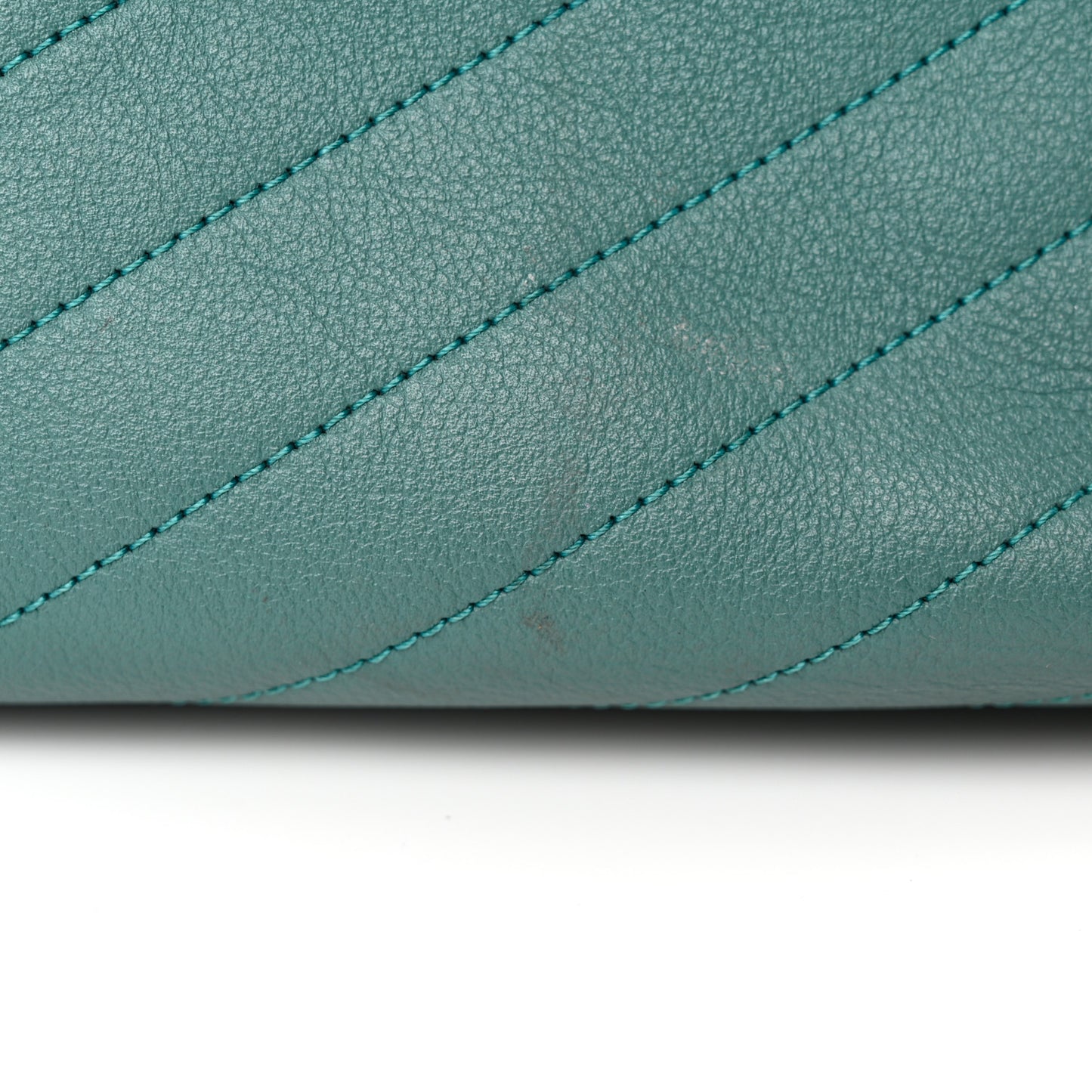 Calfskin Stitched Large Chevron Chic Shopping Bag Blue