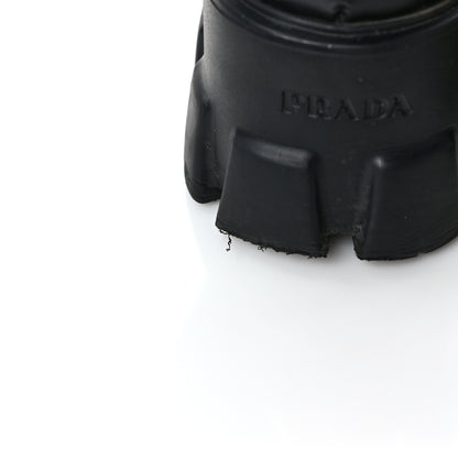 Prada Spazzolato Rois Nylon Shearling Metal Triangle Logo Monolith Pouch Pocket 55mm Boots 36.5 Black 10 of 11