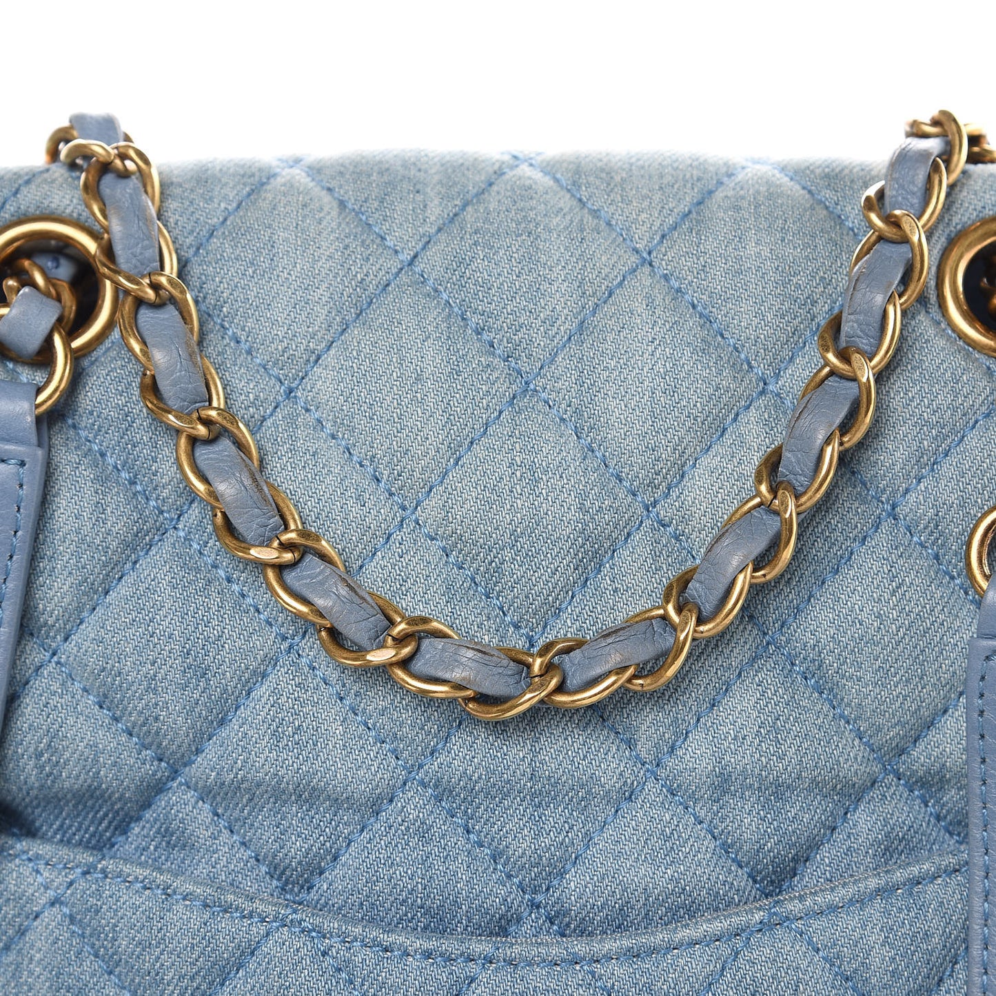 Washed Denim Quilted Small Urban Spirit Backpack Light Blue