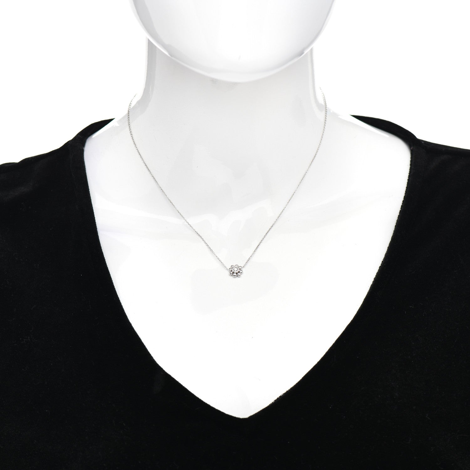 Tiffany 18K White Gold Diamond Paloma Picasso Jolie Flower Necklace 2 of 4