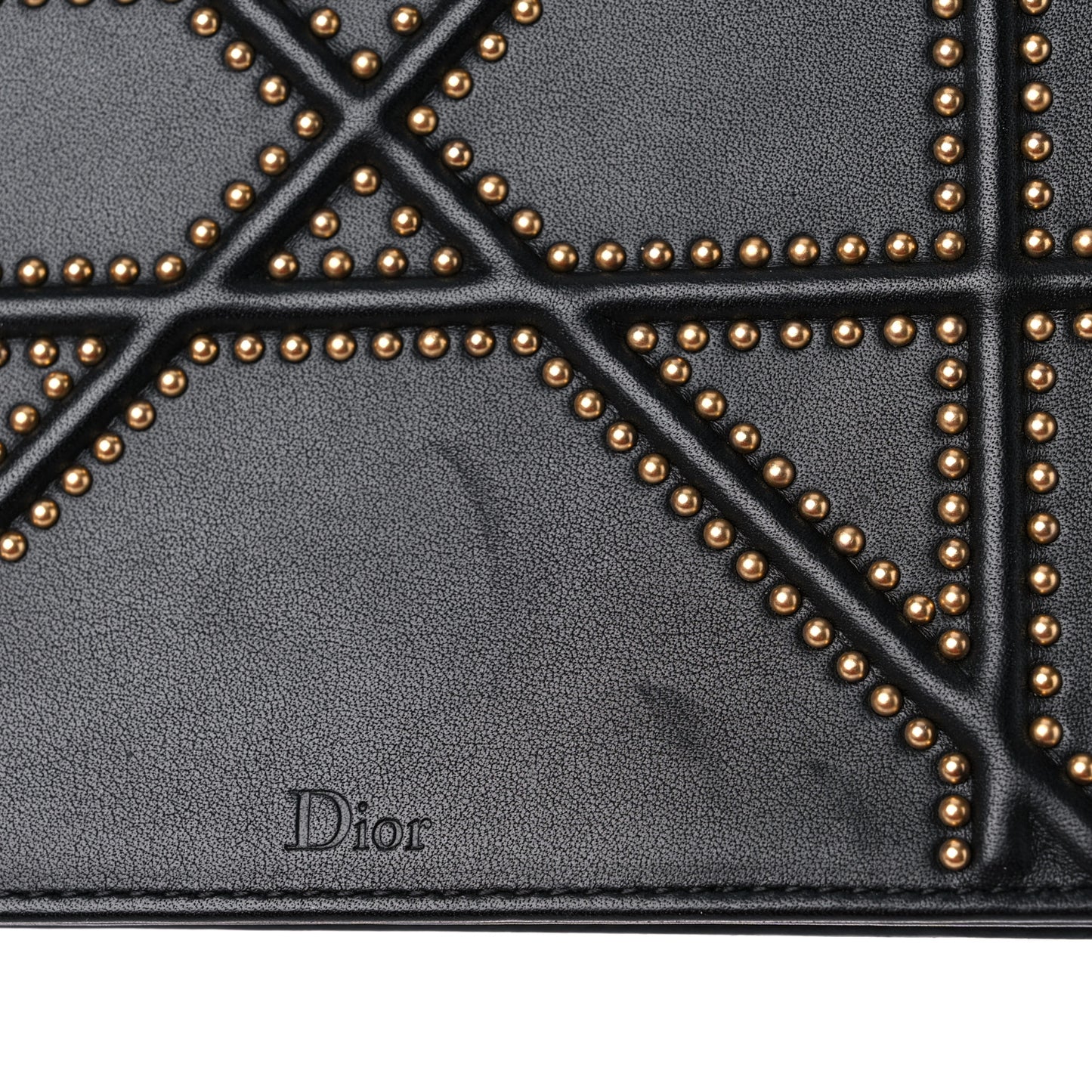 Lambskin Studded Micro Diorama Flap Bag Black