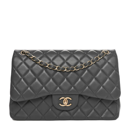 Chanel Lambskin Quilted Jumbo Double Flap Dark Grey 1 of 10