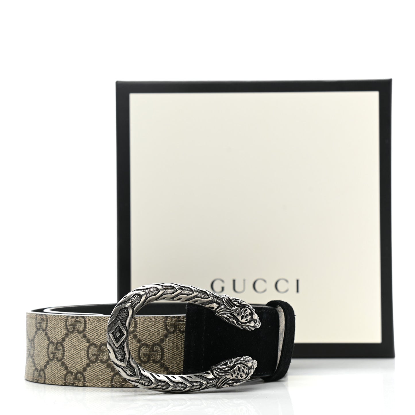 GG Supreme Monogram Suede Dionysus 40mm Belt 70 28 Beige Black