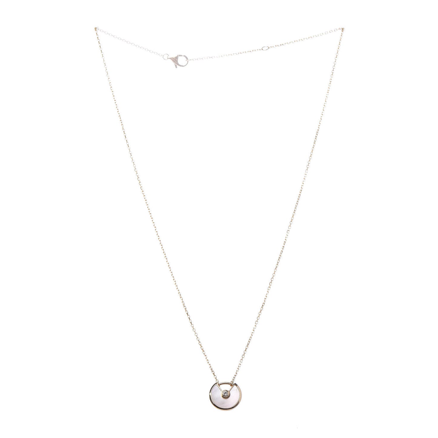 18K Yellow Gold Diamond Mother of Pearl XS Amulette de Cartier Pendant Necklace