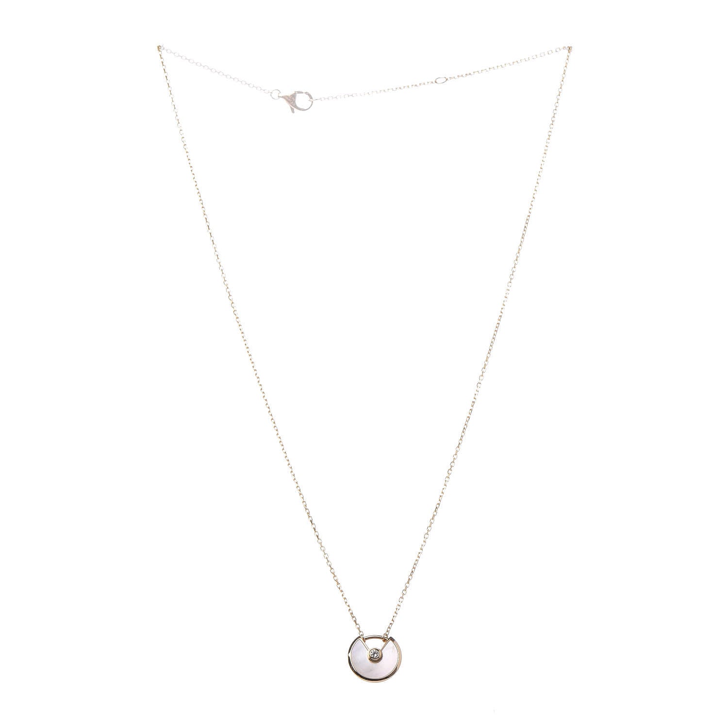 Cartier 18K Yellow Gold Diamond Mother of Pearl XS Amulette de Cartier Pendant Necklace 3 of 7