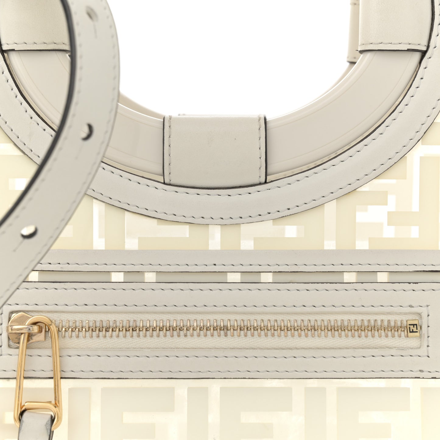 TPU FF Vitello Century Plexiglass Small Runaway Shopper Tote White
