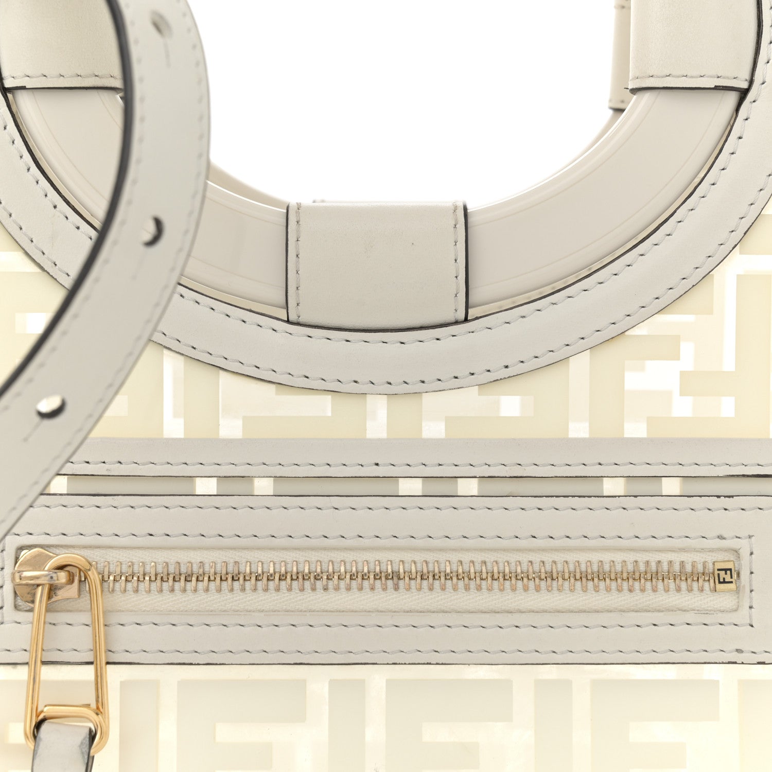Fendi TPU FF Vitello Century Plexiglass Small Runaway Shopper Tote White 8 of 16