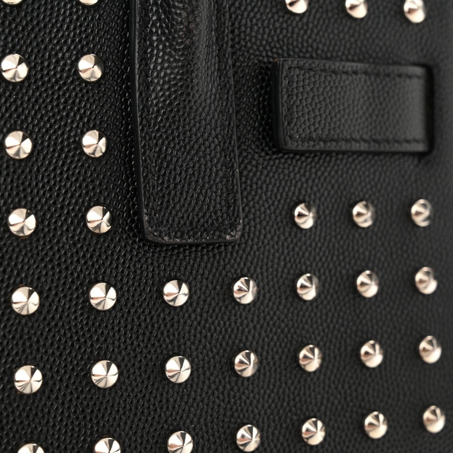 SAINT LAURENT Calfskin Studded Nano Sac De Jour Black