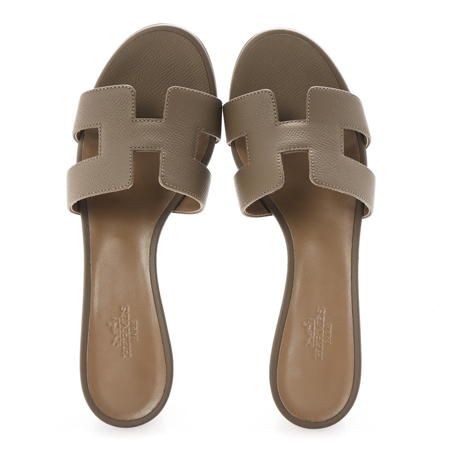 Hermes Epsom Oasis Sandals 37 Etoupe 2 of 10