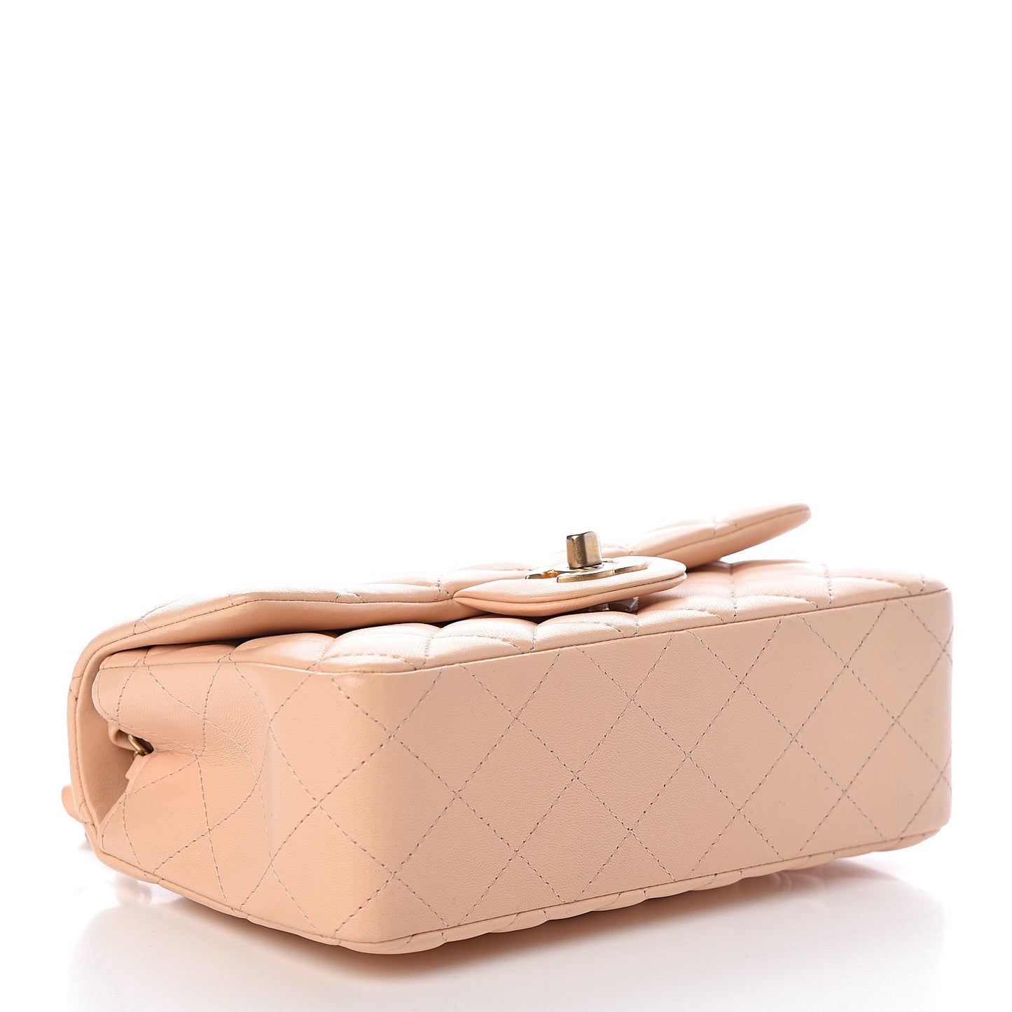 Lambskin Quilted Mini Rectangular Flap Beige