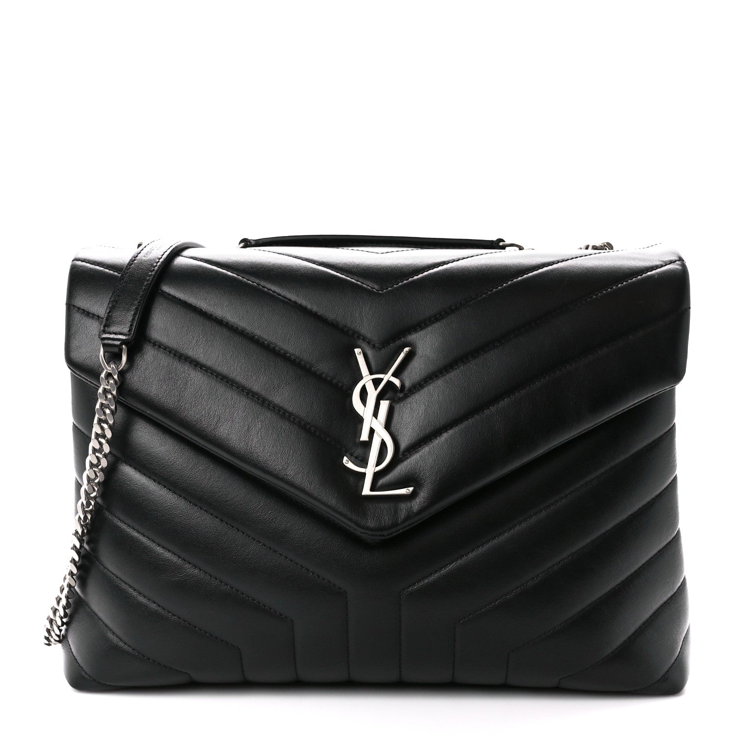Saint Laurent Calfskin Y Quilted Monogram Medium Loulou Chain Satchel Black 1 of 11
