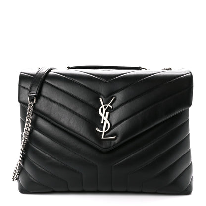 Saint Laurent Calfskin Y Quilted Monogram Medium Loulou Chain Satchel Black 1 of 11