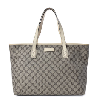 Gucci GG Supreme Monogram Medium Zippered Shopping Tote Off White 1 of 9