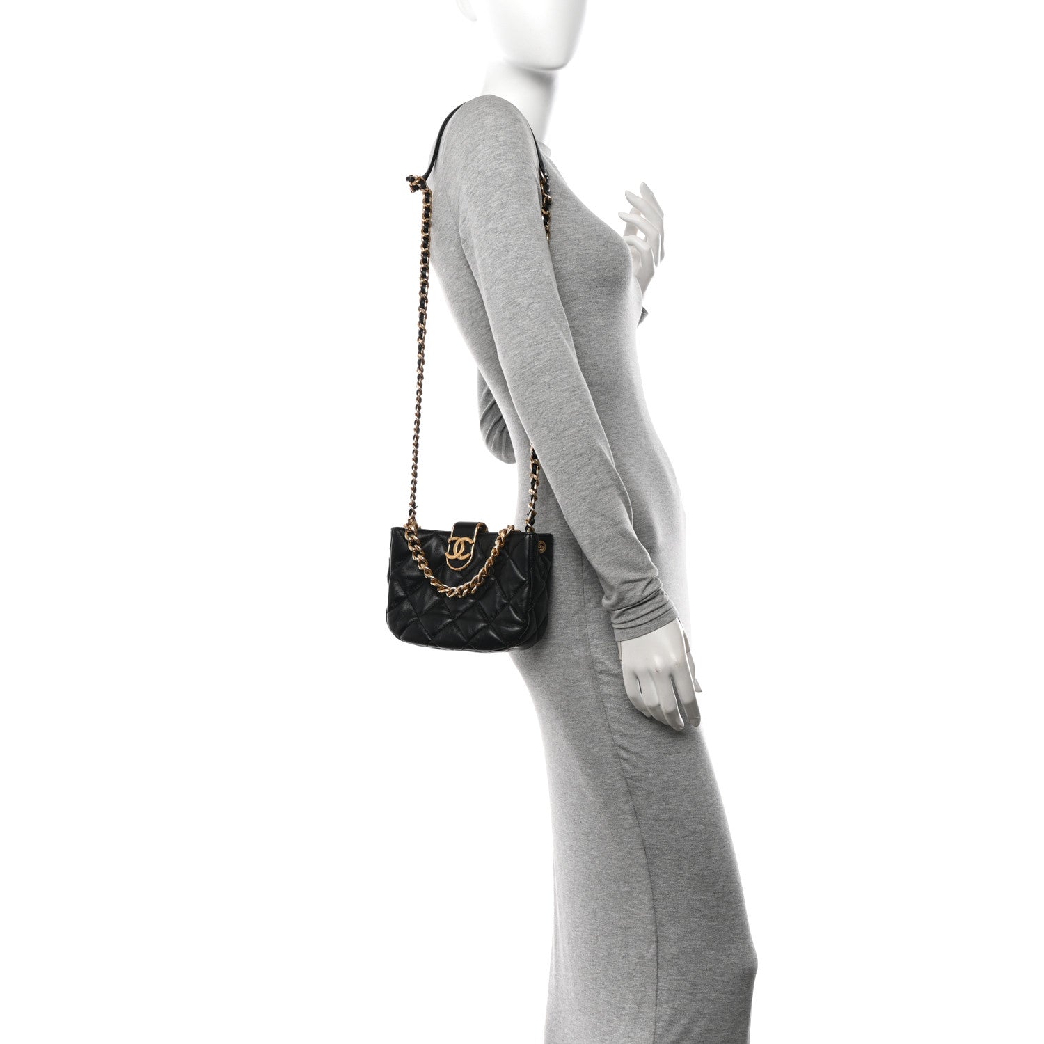 Chanel Lambskin Quilted Small Chain Hobo Black 2 of 10