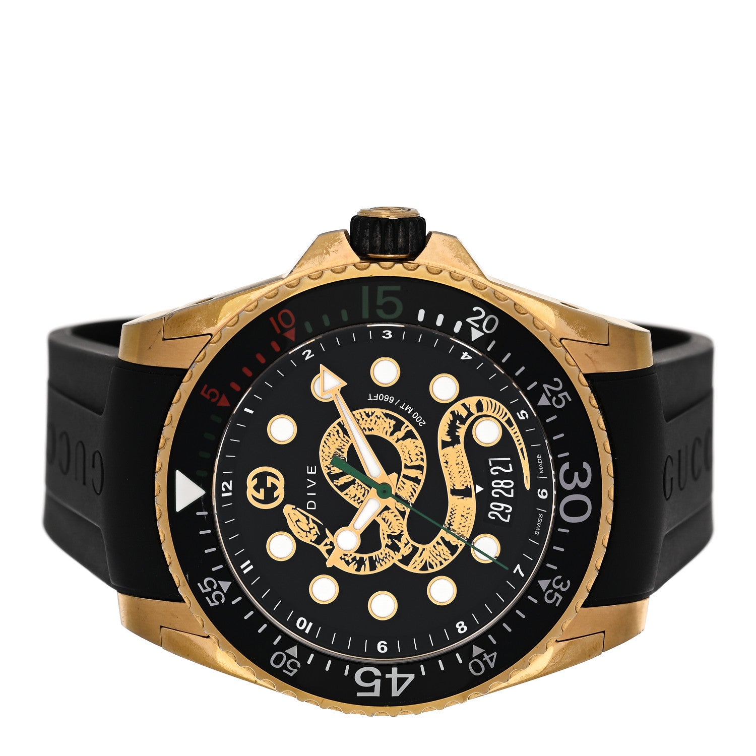 Gucci Stainless Steel Rubber 45mm Dive Snake Quartz Watch Black 2 of 4