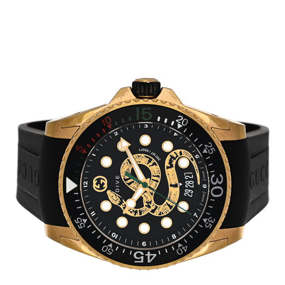 Gucci Stainless Steel Rubber 45mm Dive Snake Quartz Watch Black 2 of 4