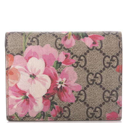 Gucci GG Supreme Monogram Blooms Card Case Beige Multicolor Dry Rose 1 of 10