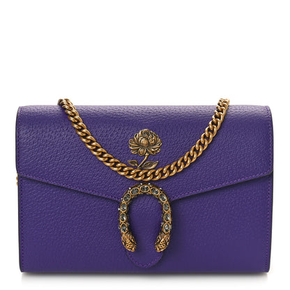 Gucci Dollar Calfskin Crystal Garden Dionysus Chain Wallet Purple 1 of 9