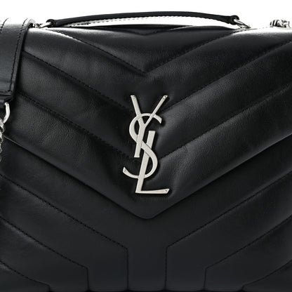 Saint Laurent Calfskin Y Quilted Monogram Small Loulou Chain Satchel Black 7 of 9