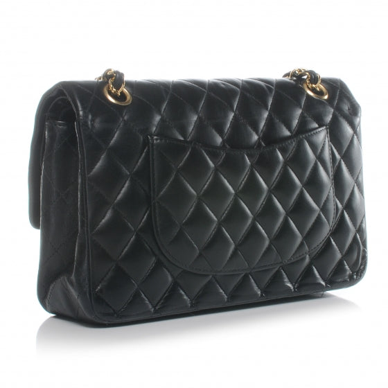 Lambskin Medium Double Flap Black