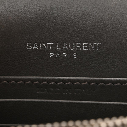 Saint Laurent Calfskin Crocodile Embossed Monogram Sunset Chain Wallet Fog 6 of 9