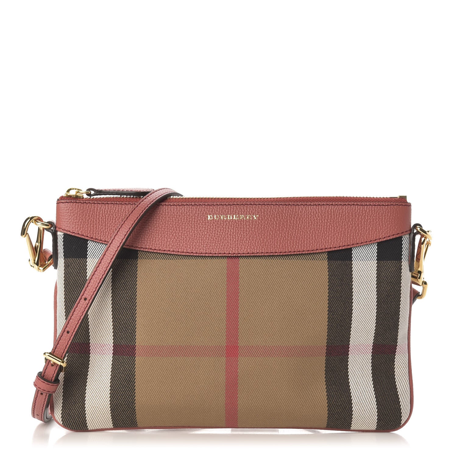 Burberry House Check Derby Peyton Crossbody Clutch Bag Pink 1 of 11