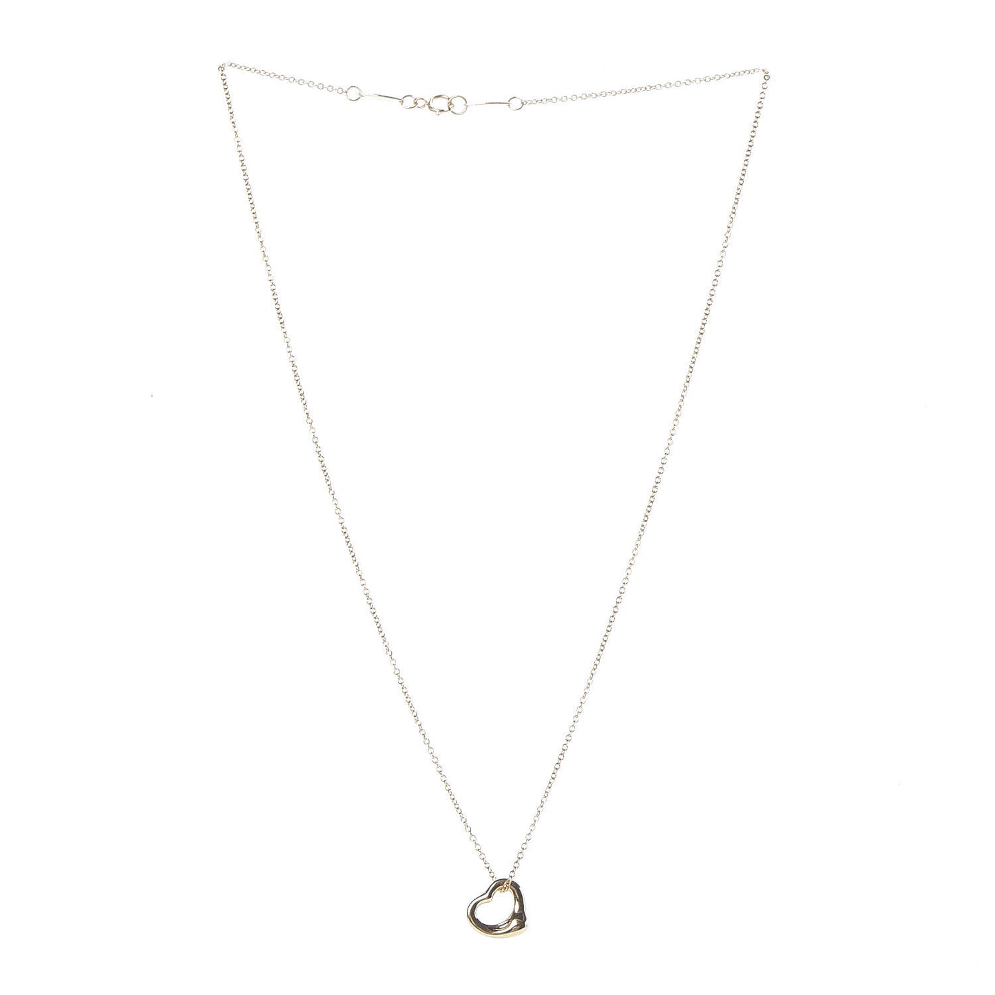 18K Yellow Gold 11mm Elsa Peretti Open Heart Pendant Necklace