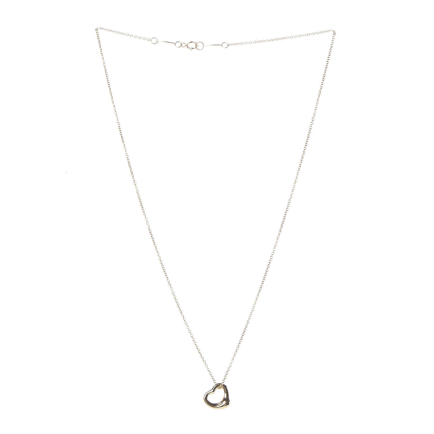 Tiffany 18K Yellow Gold 11mm Elsa Peretti Open Heart Pendant Necklace 3 of 5